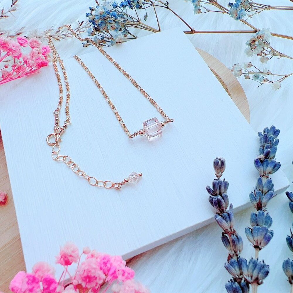 14k Gold-Filled Crystal Cube Necklace | Handmade in BC